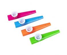 Boland 30789 - Kazoos Pfeifen, 4 Stück, Größe 11 x 2 cm, Plastik, Krachmacher, Blasinstrument, Pinata, Membranophon, Geburtstag