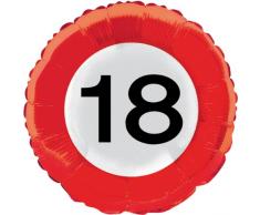 Folat Luftballon im Straßenschild-Design für den 18. Geburtstag, 45 cm, Party-Folienballon
