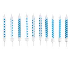 amscan 9900257 10 Geburtstagskerzen Punkte und Zickzack, Blau