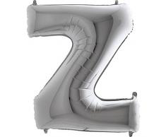 Ballon Buchstabe Z in Silber - XXL Riesenbuchstabe 100cm - für Geburtstag Jubiläum & Co - Party Geschenk Dekoration Folienballon Luftballon Namen Wörter (Buchstabe Z)