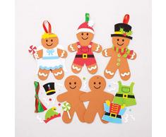Baker Ross AT192 Christbaumschmuck Lebkuchenmännchen Mix & Match Bastelset (6 Stück) Basteln zu Weihnachten für Kinder, Sortiert