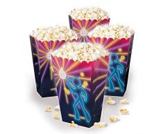 Boland 00766 - Popcornschüssel Disco, 4 Stück, umweltfreundlich, Disco Fever, 70er Jahre, Popcornbehälter, Süßigkeitenbox, Schale, Schüssel, Tüten, Einwegbehälter, Motto Party, Kindergeburtstag