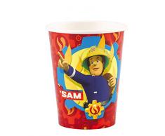amscan 9902176 8 Papierbecher Feuerwehrmann Sam, 250 ml, Mehrfarbig