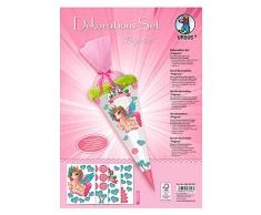 Dekorationsset Pegasus, 4 Bogen Bastelkarton DIN A4, beidseitig bedruckt, vorgestanzt, genutet, zum Dekorieren einer Schultüte, teilweise veredelt, mit Satinband