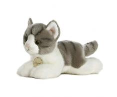 Aurora MiYoni, Katzenfigur, 8 Zoll, 10813, grau/weiß, Kuscheltier für Kinder