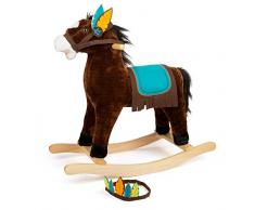 small foot 11385 Schaukelpferd Indianer, mit Soundeffekten und inkl. passenden Kopfschmuck, ab 3 Jahren Spielzeug, Mehrfarbig