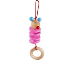 HABA 303885 - Hängefigur Maus Merle | Baby-Spielzeug aus Holz mit Greifring | Holzspielzeug zum Aufhängen | Ab 6 Monaten