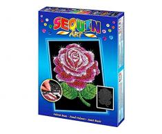 MAMMUT 8041001 - Sequin Art Paillettenbild Rote Rose, Blume, Steckbild, Bastelset mit Styropor-Rahmen, samtige Bildvorlage, Pailletten, Steckstiften, Anleitung, ab 8 Jahre