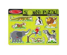 Melissa & Doug Soundpuzzle mit Zootieren (Steckpuzzle aus Holz, Soundeffekte, 8 Teile)