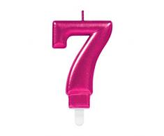 Amscan 9901775 Pink Party Kuchenkerze Kerze schimmernd Zahl 7