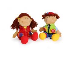 Small Foot by Legler Stoffpuppen Nicoletta und David im 2er Set, Reißverschlüsse, Knöpfe, Senkel und Klettverschlüsse fördern spielerisch die Feinmotorik