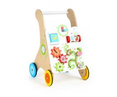 Small Foot 10745 Lauflernwagen Kunterbunt, aus Holz, multifunktionales Motorikspielzeug, mit gummierten Rädern Spielzeug