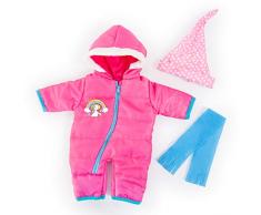 Bayer Design 84681AA Puppenkleidung für 40-46cm Puppen, Schneeoverall, Schal und Mütze, Winterset, Outfit mit Einhorn, pink, blau