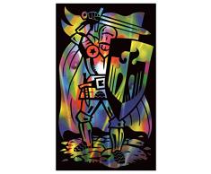 MAMMUT 141005 - Kratzbild, Motiv Ritter, regenbogenfarbend, mini, Komplettset mit Kratzmesser und Übungsblatt, Scraper, Scratch, Kritzel, Kratzset für Kinder ab 8 Jahre