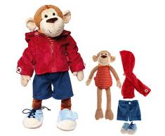 Sigikid 40989 - Mädchen und Jungen, Stofftier Lern-Affe, Spielerisch An Ausziehen lernen, rot/dunkelblau