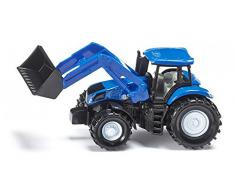 SIKU 1355, New Holland Traktor mit Frontlader, Metall/Kunststoff, Blau, Beweglicher Frontlader