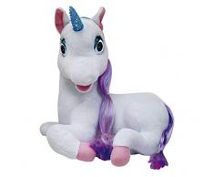 Dimian BD2003-3D - Plüschtier Einhorn Luna mit leuchtendem Horn, ca. 35 cm, bewegt Sich und erzählt eine Geschichte, deutsche Sprache