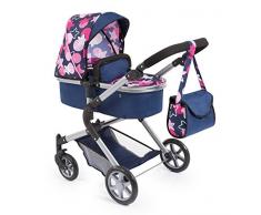 Bayer Design 18169AA City Neo Puppenwagen mit Wickeltasche und Einkaufskorb / umwandelbar in einen Sportwagen / höhenverstellbar / Design: Stern / modern, dunkelblau, pink, rosa