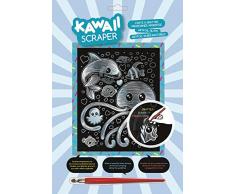 MAMMUT 8251618 - Artfoil, Kratzbild, Tiermotiv, KAWAII, Seeleben, silber, Komplettset mit Kratzbild, Kratzmesser und Anleitung, Scraper, Scratch, Kratzset für Kinder ab 8 Jahre