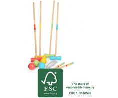 Small Foot 12033 Krocket Active aus Holz, FSC 100%-Zertifiziert, Klassiker für den Garten, für Jede Altersgruppe Spielzeug, Mehrfarbig