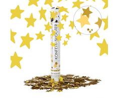 Relaxdays Party-Popper 40 cm, 6-8m Effekthöhe, Konfetti-Shooter, Konfetti-Kanone, Sterne/Gold
