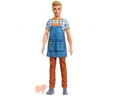 Barbie GJB62 - „Spaß auf dem Bauernhof“ Ken Puppe mit blonden Haaren und Ferkel