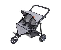 KNORRTOYS.COM 16722 Knorrtoys 16722-Zwillingspuppenwagen Duo Grey Puppenwagen, Jeans Grau