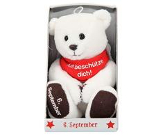 Depesche 8139.250 - Schutzengel Bär aus Plüsch, ca. 9 cm, mit Datum 06. September, Geschenk für Geburtstag, Jahrestag oder Hochzeitstag