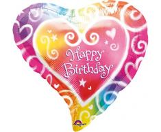 amscan 07635 01 Watercolour Birthday Folienballon, Mehrfarbig