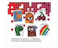 Pracht Creatives Hobby P90010-63501 - Pixel Spaß Bastelset 3, für 6 Medaillons, Schlüsselanhänger, für Kinder, Jungen und Mädchen, ideal als kleines Geschenk, Mitgebsel, für den Kindergeburtstag