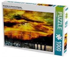 Windräder im Sonnenuntergang 1000 Teile Puzzle quer