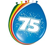 Folat 08275 75. Geburtstag Ballons 30 cm-8 Stück, Mehrfarbig