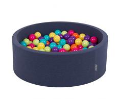KiddyMoon Bällebad 90X30cm/300 Bälle ∅ 7Cm Bällepool Mit Bunten Bällen Für Babys Kinder Rund, Blau:Hellgrün/Gelb/Türkis/Orange/Dunkelpink/Violet
