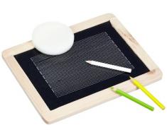 Eichhorn 100002572 - Kleine Schultafel für Buntstifte und Kreide inkl. 3 Stiften und 1 Schwamm, 25x18cm, 5-tlg., Buchenholz