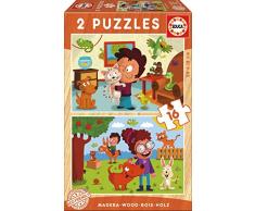 Educa 17618 Holzpuzzles 2X16 Haustiere