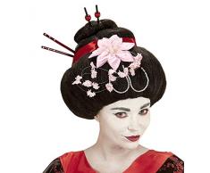 Widmann wdm93335 – Perücke Geisha mit Blumen und Essstäbchen, mehrfarbig, One Size