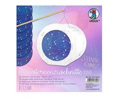 URSUS 2270003 Laternenzuschnitte Sternenhimmel, 24 runde Zuschnitte aus Transparentpapier 115 g/qm, einseitig Bedruckt, zum Basteln von Laternen mit Einem Durchmesser von ca. 17,5 cm, bunt