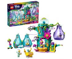 LEGO 41255 Party in Pop City Trolls World Tour, Baumhaus-Set mit 2 Wohnblüten, tragbares Spielzeug für unterwegs
