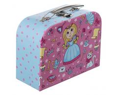 Bieco Kinderkoffer Prinzessin, 18x25cm | Spielkoffer Kinder | Kinder Köfferchen | Kinder Spielkoffer | Koffer Karton | Metallgriffe | Geschenk | Kinderkoffer Spielzeug Kleinkind | Reise Spielekoffer