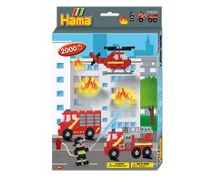 Hama 3441 Firefighters Hanging Box Kleine Geschenkpackung Feuerwehr, Bügelperlen Midi, ca. 2000 Stück inklusive Stiftplatte und Zubehör, bunt, Einheitsgröße