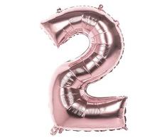 Boland 22042 Folienballon Zahl 2 Rose Gold 86 cm