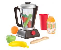 KidKraft 63376 Spielzeug-Smoothie-Set aus Holz Espresso Zubehör für Kinder-Spielküchen