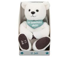 Depesche 8139.199 - Schutzengel Bär aus Plüsch, ca. 9 cm, mit Datum 17. Juli, Geschenk für Geburtstag, Jahrestag oder Hochzeitstag