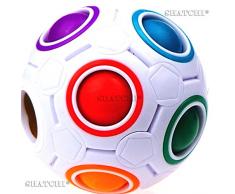 Shatchi 11014-FIDGET-BALL-3 Stück Bälle Regenbogen-Puzzle Zauberwürfel Fidget Geburtstagsgeschenke, lustiges Spielzeug, Partytütenfüller, mehrfarbig