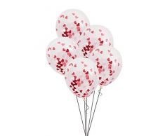 40,6 cm rot und rosa Herz Valentine Konfetti Luftballons, 5 Stück