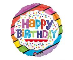 amscan 3514501 Folienballon Happy Birthday Streifen