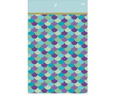 Amscan 571975 - Papiertischdecke Meerjungfrau, 1 Stück, 137 x 259 cm, wasserabweisend, 3-lagig, Schuppen, Mermaid Wishes, Kinderparty, Geburtstag, Mottoparty, Karneval, Tischdekoration