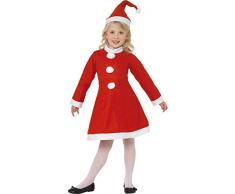 Smiffys, Kinder Mädchen Weihnachtsmann Kostüm, Kleid und Mütze, Größe: M, 38385