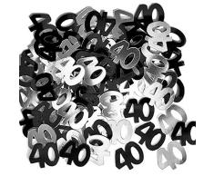 Shatchi CONFETTI-40TH-BLACK-2PK-11764 Streudeko 40. Geburtstag, 2 Packungen à 14 g