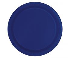 Unique Party 21.9 cm Party Teller, 16er Pack, marineblau
